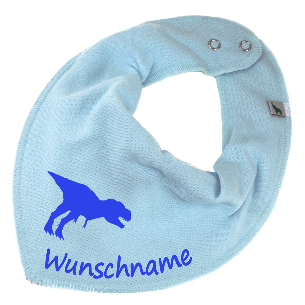 HALSTUCH Dino mit Name oder Text personalisiert für Baby oder Kind aus Baumwolle in Einheitsgröße verschiedene Farben