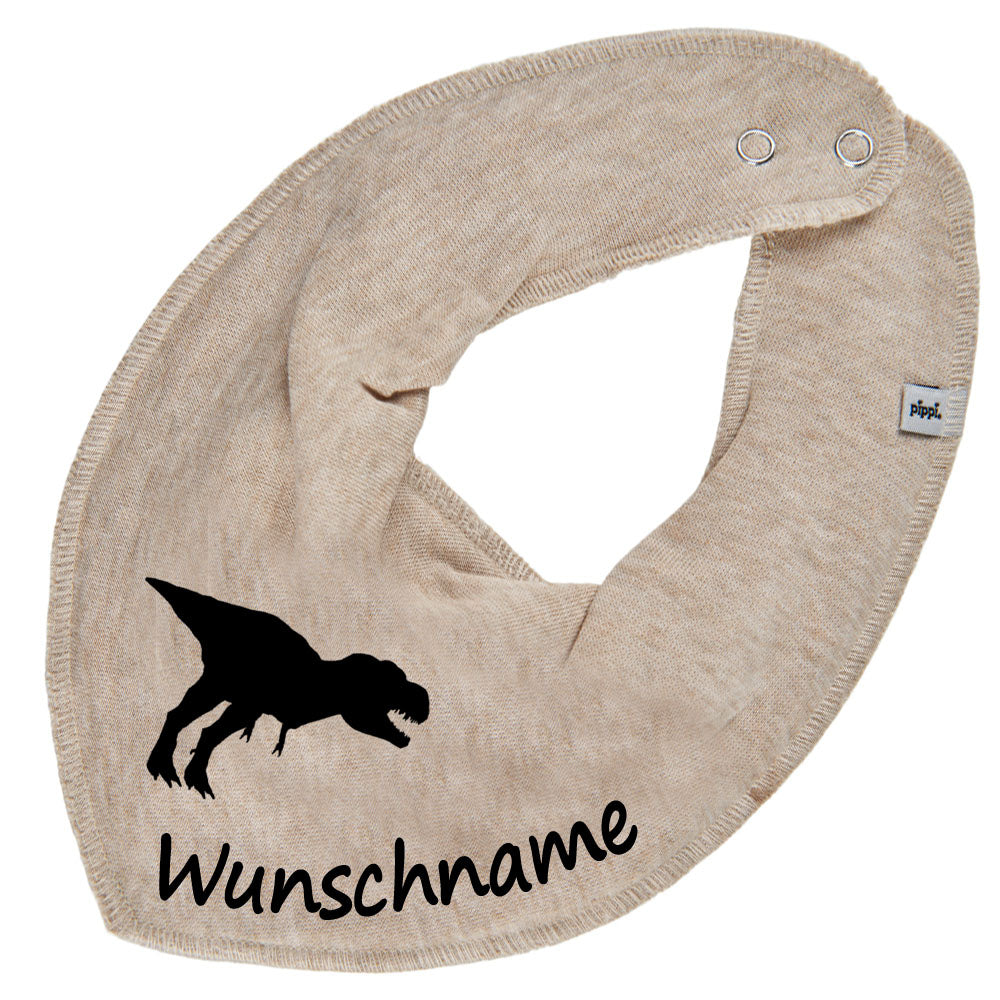 HALSTUCH Dino mit Name oder Text personalisiert für Baby oder Kind aus Baumwolle in Einheitsgröße verschiedene Farben