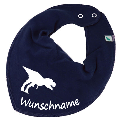 HALSTUCH Dino mit Name oder Text personalisiert für Baby oder Kind aus Baumwolle in Einheitsgröße verschiedene Farben