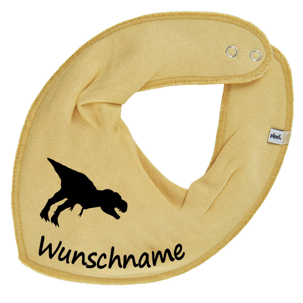 HALSTUCH Dino mit Name oder Text personalisiert für Baby oder Kind aus Baumwolle in Einheitsgröße verschiedene Farben