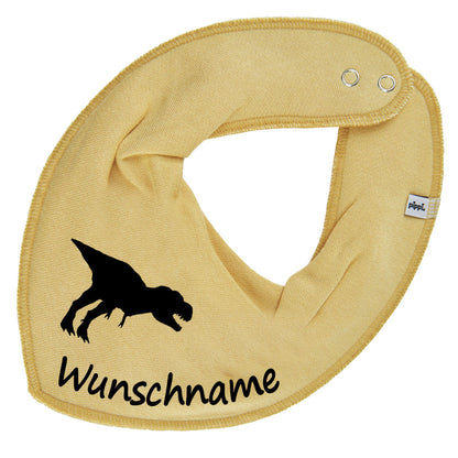 HALSTUCH Dino mit Name oder Text personalisiert für Baby oder Kind aus Baumwolle in Einheitsgröße verschiedene Farben