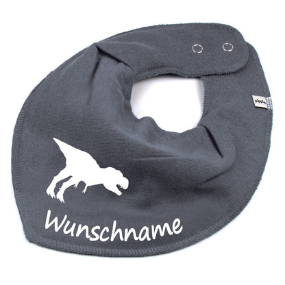HALSTUCH Dino mit Name oder Text personalisiert für Baby oder Kind aus Baumwolle in Einheitsgröße verschiedene Farben