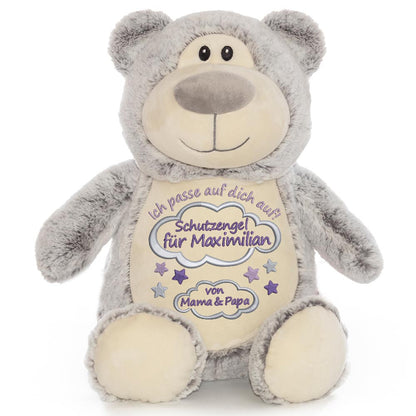 Personalisiertes Stofftier Bär Kuscheltier Bestickt Plüschtier zur Geburt Stickmotiv Schutzengel