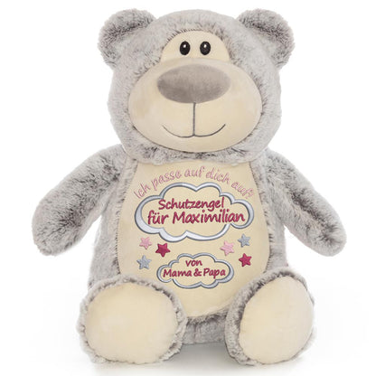 Personalisiertes Stofftier Bär Kuscheltier Bestickt Plüschtier zur Geburt Stickmotiv Schutzengel