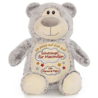Personalisiertes Stofftier Bär Kuscheltier Bestickt Plüschtier zur Geburt Stickmotiv Schutzengel