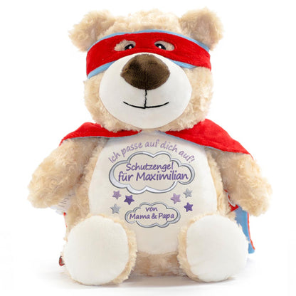 Stofftier mit Name Bestickt Kuscheltier Heldenbär personalisiert Stickmotiv Schutzengel