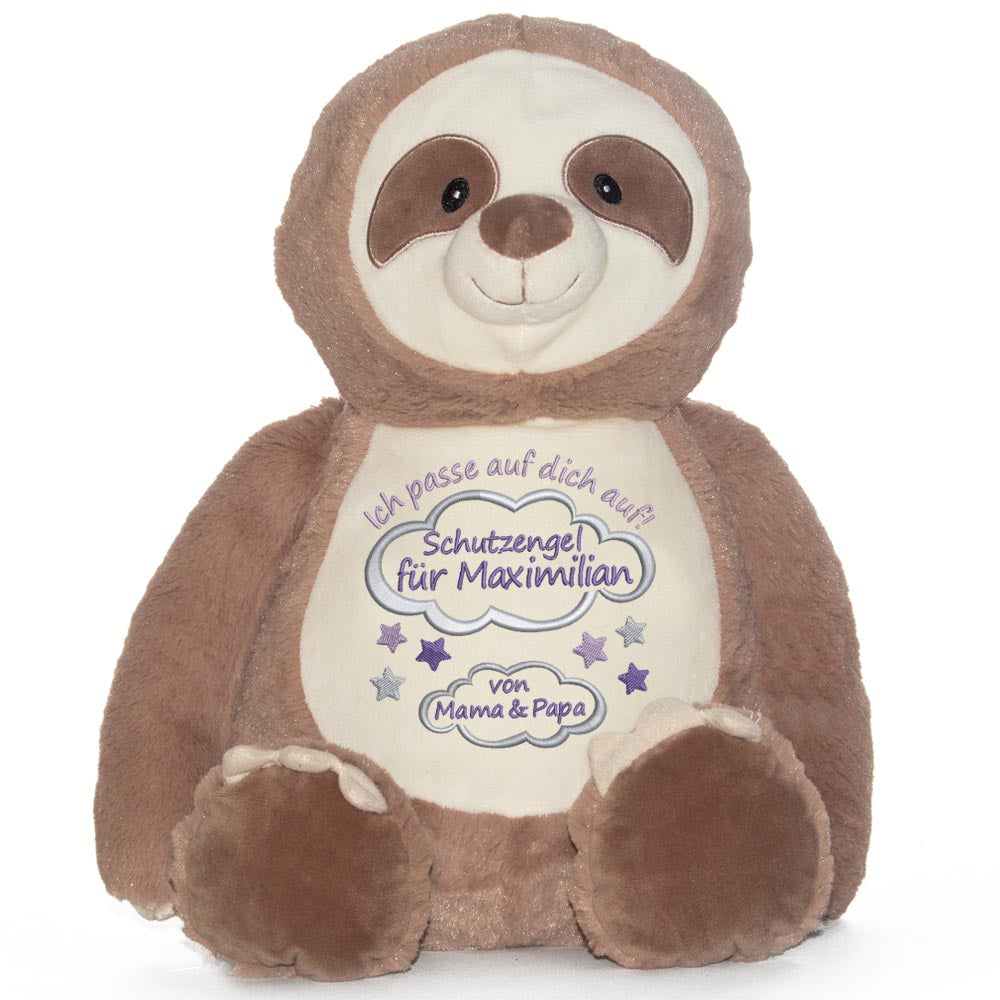 Stofftier mit Name Bestickt Kuscheltier Faultier personalisiert Schutzengel