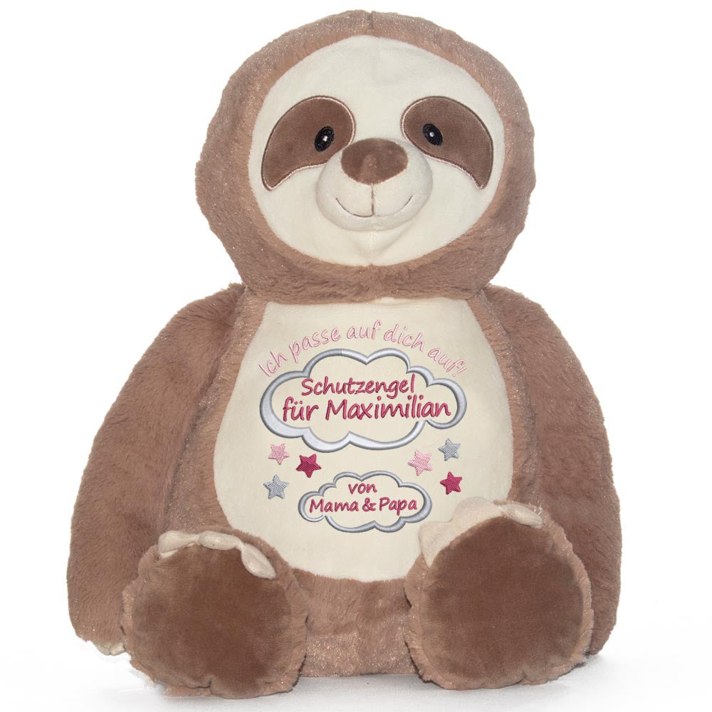 Stofftier mit Name Bestickt Kuscheltier Faultier personalisiert Schutzengel