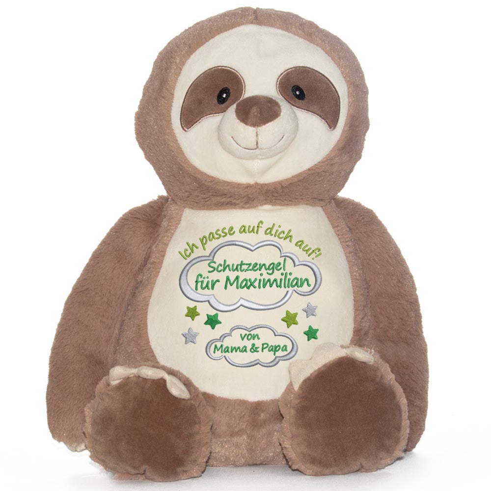 Stofftier mit Name Bestickt Kuscheltier Faultier personalisiert Schutzengel