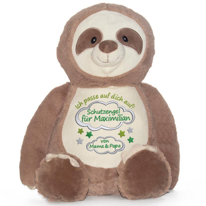 Stofftier mit Name Bestickt Kuscheltier Faultier personalisiert Schutzengel