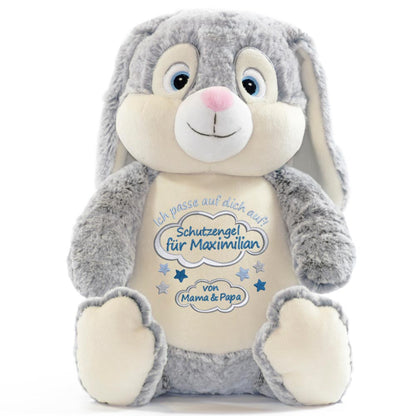 Personalisiertes Stofftier Hase Kuscheltier Bestickt Plüschtier zur Geburt Stickmotiv Schutzengel