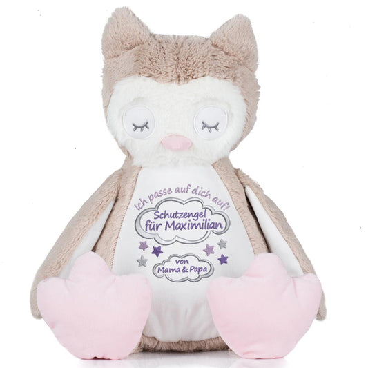 Stofftier mit Name Bestickt Kuscheltier Eule personalisiert Schutzengel