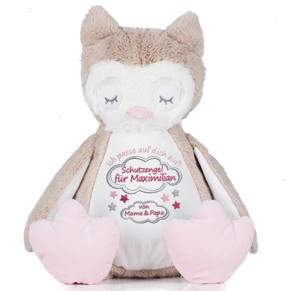 Stofftier mit Name Bestickt Kuscheltier Eule personalisiert Schutzengel