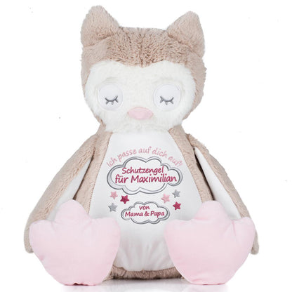 Stofftier mit Name Bestickt Kuscheltier Eule personalisiert Schutzengel