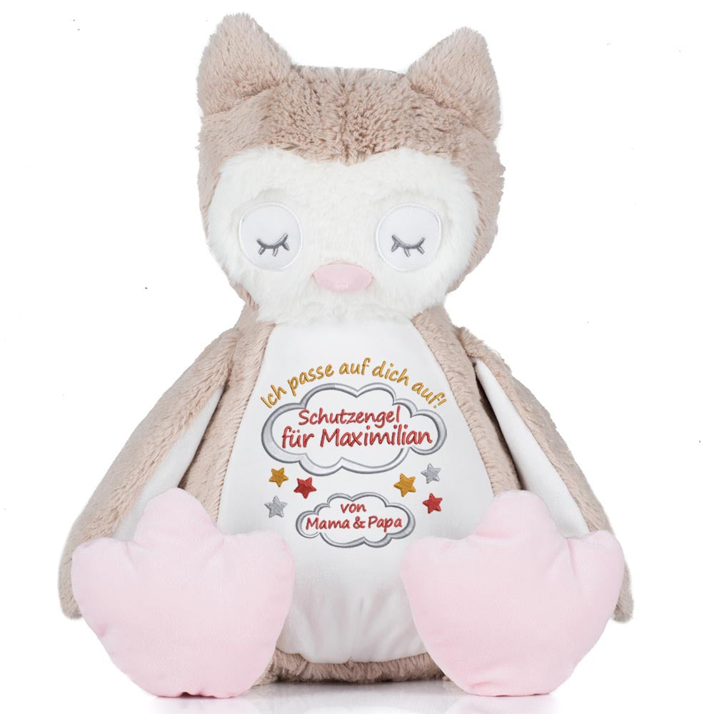Stofftier mit Name Bestickt Kuscheltier Eule personalisiert Schutzengel