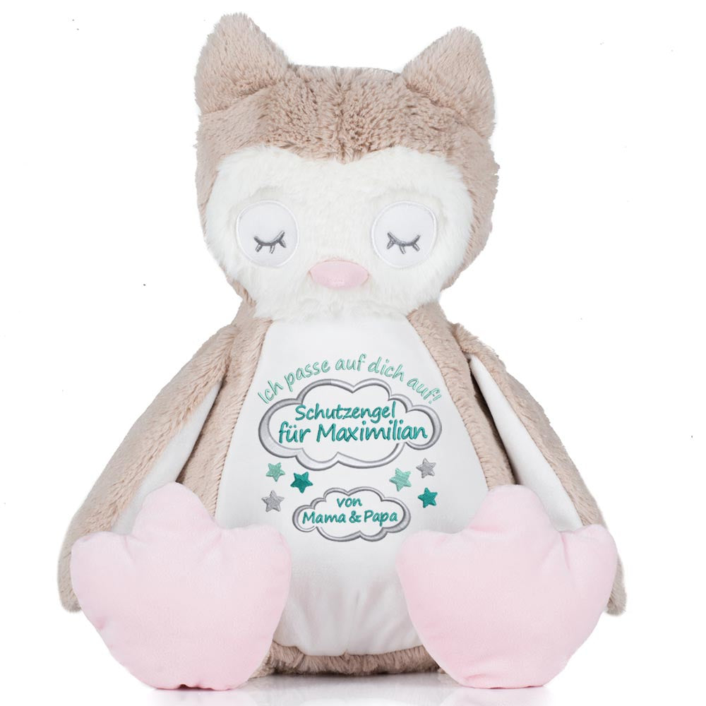 Stofftier mit Name Bestickt Kuscheltier Eule personalisiert Schutzengel