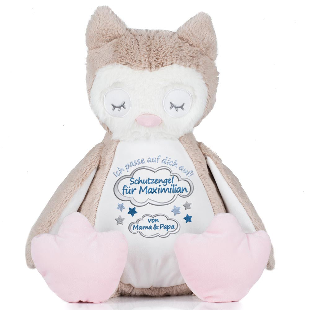 Stofftier mit Name Bestickt Kuscheltier Eule personalisiert Schutzengel