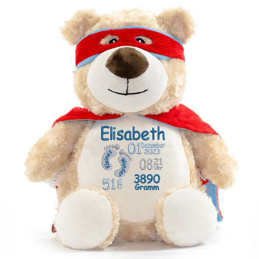 Stofftier mit Name Bestickt Kuscheltier Heldenbär personalisiert Stickmotiv Füßchen