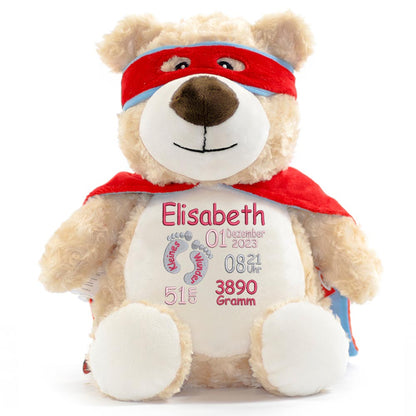 Stofftier mit Name Bestickt Kuscheltier Heldenbär personalisiert Stickmotiv Füßchen
