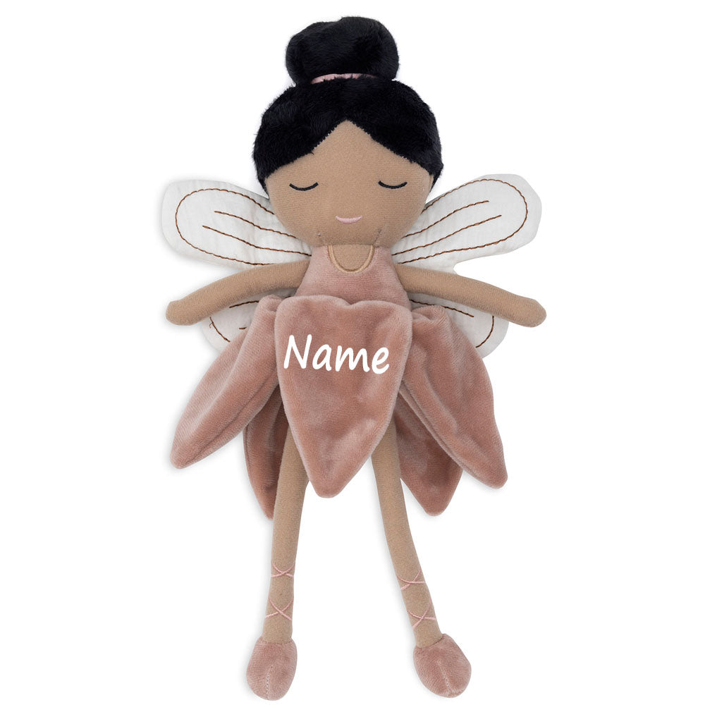 Stoffpuppe mit Namen Kuscheltier Fee personalisiert Geschenk zur Geburt Kleid Rose