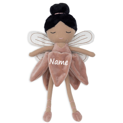Stoffpuppe mit Namen Kuscheltier Fee personalisiert Geschenk zur Geburt Kleid Rose