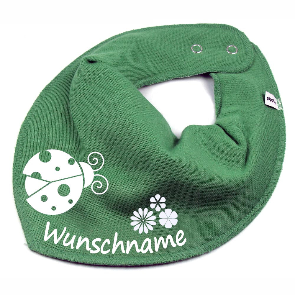 HALSTUCH Marienkäfer mit Name oder Text personalisiert für Baby oder Kind aus Baumwolle in Einheitsgröße verschiedene Farben