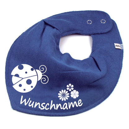HALSTUCH Marienkäfer mit Name oder Text personalisiert für Baby oder Kind aus Baumwolle in Einheitsgröße verschiedene Farben