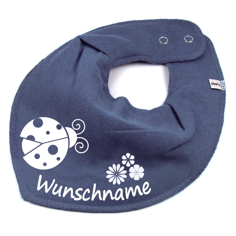 HALSTUCH Marienkäfer mit Name oder Text personalisiert für Baby oder Kind aus Baumwolle in Einheitsgröße verschiedene Farben