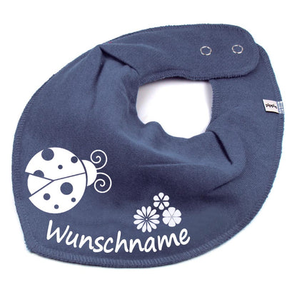 HALSTUCH Marienkäfer mit Name oder Text personalisiert für Baby oder Kind aus Baumwolle in Einheitsgröße verschiedene Farben