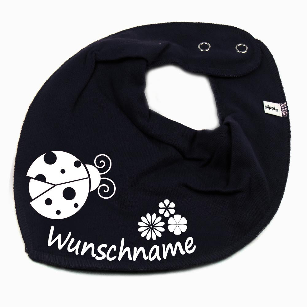HALSTUCH Marienkäfer mit Name oder Text personalisiert für Baby oder Kind aus Baumwolle in Einheitsgröße verschiedene Farben