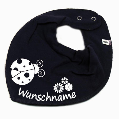 HALSTUCH Marienkäfer mit Name oder Text personalisiert für Baby oder Kind aus Baumwolle in Einheitsgröße verschiedene Farben