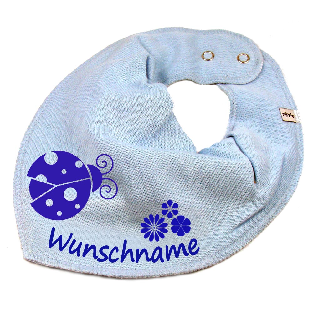 HALSTUCH Marienkäfer mit Name oder Text personalisiert für Baby oder Kind aus Baumwolle in Einheitsgröße verschiedene Farben