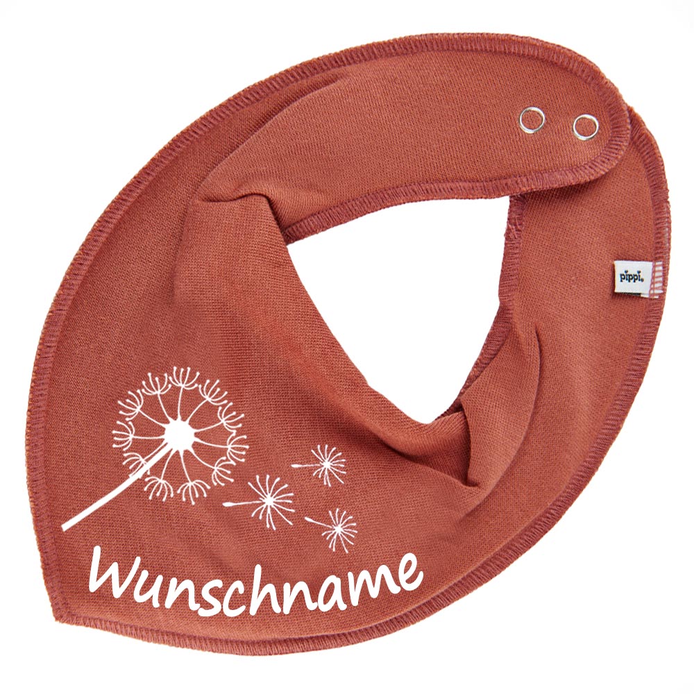 HALSTUCH Pusteblume mit Name oder Text personalisiert für Baby oder Kind aus Baumwolle in Einheitsgröße verschiedene Farben