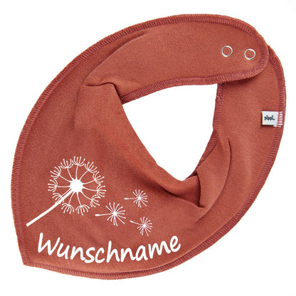 HALSTUCH Pusteblume mit Name oder Text personalisiert für Baby oder Kind aus Baumwolle in Einheitsgröße verschiedene Farben