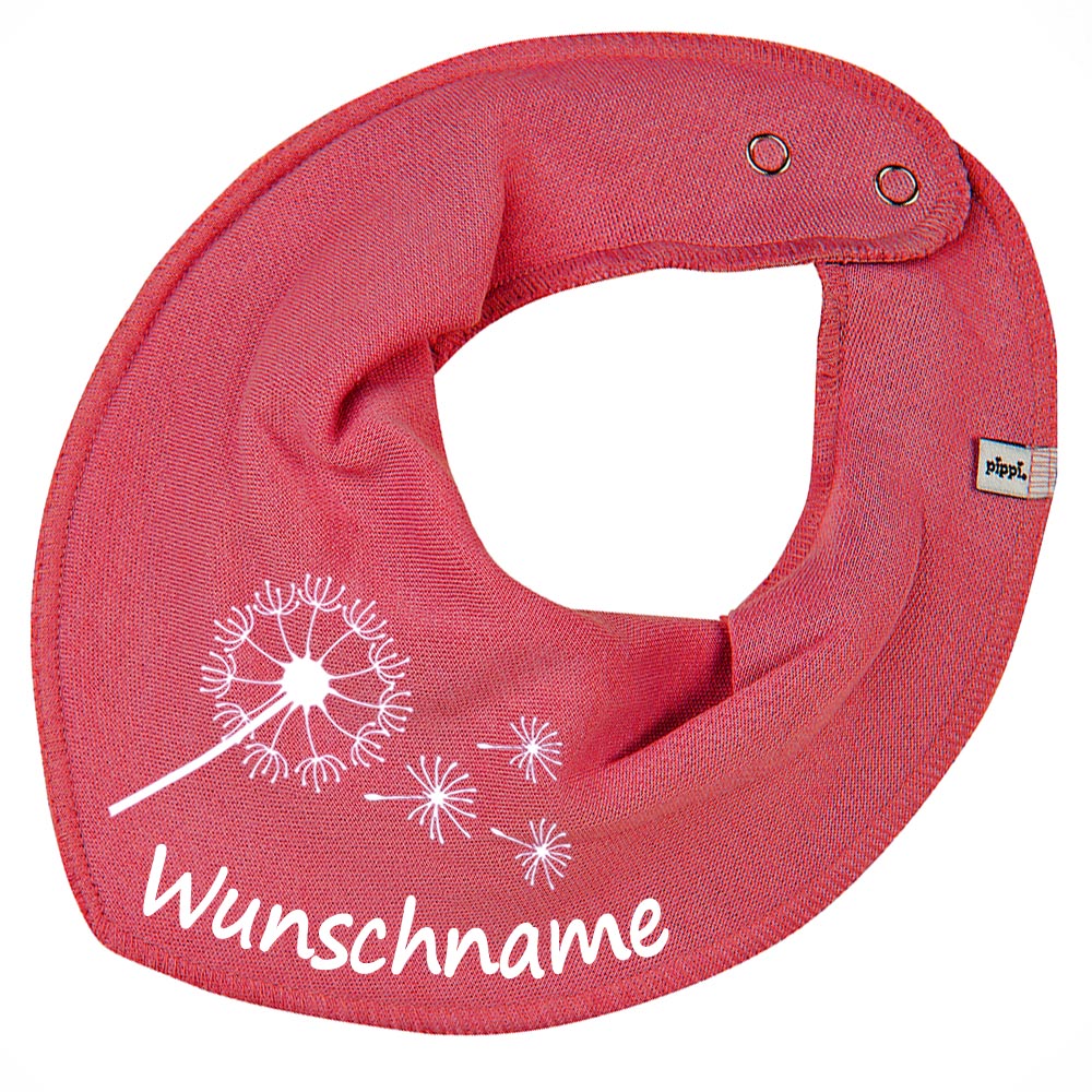 HALSTUCH Pusteblume mit Name oder Text personalisiert für Baby oder Kind aus Baumwolle in Einheitsgröße verschiedene Farben