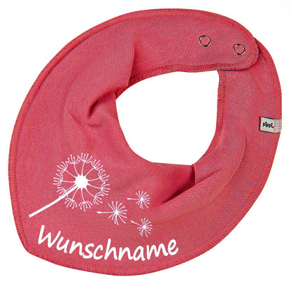 HALSTUCH Pusteblume mit Name oder Text personalisiert für Baby oder Kind aus Baumwolle in Einheitsgröße verschiedene Farben