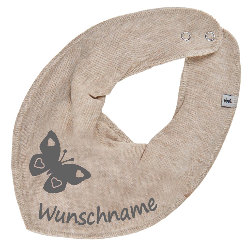 HALSTUCH Schmetterling mit Name oder Text personalisiert für Baby oder Kind aus Baumwolle in Einheitsgröße verschiedene Farben