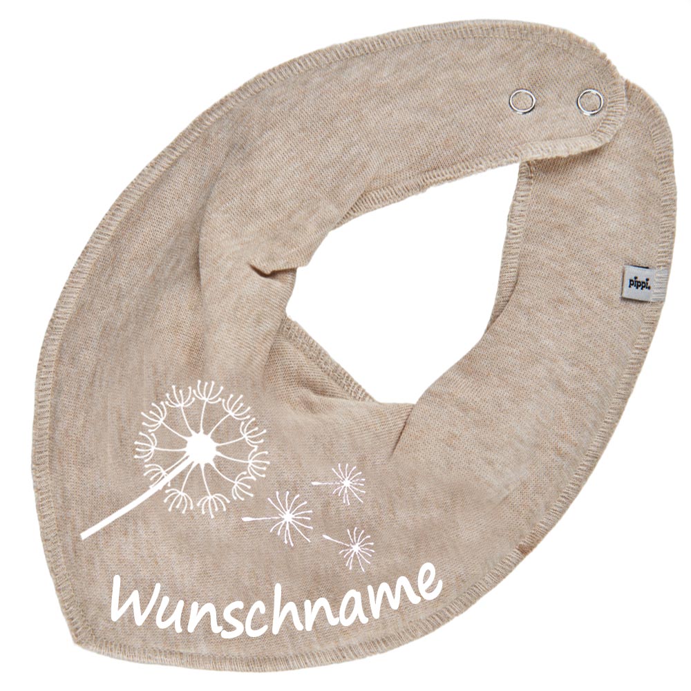 HALSTUCH Pusteblume mit Name oder Text personalisiert für Baby oder Kind aus Baumwolle in Einheitsgröße verschiedene Farben