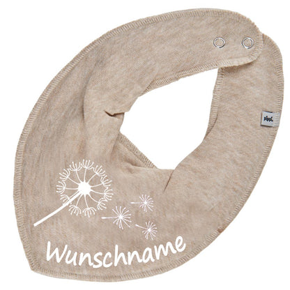 HALSTUCH Pusteblume mit Name oder Text personalisiert für Baby oder Kind aus Baumwolle in Einheitsgröße verschiedene Farben