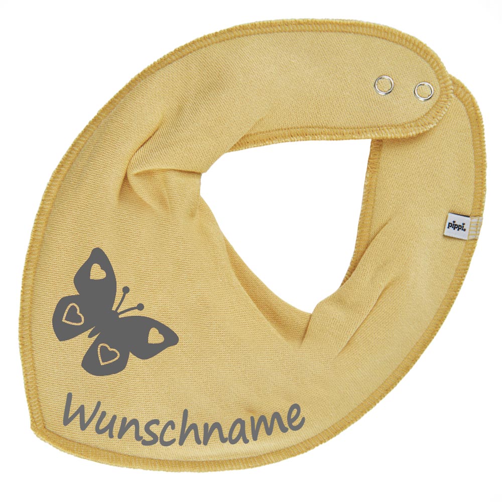 HALSTUCH Schmetterling mit Name oder Text personalisiert für Baby oder Kind aus Baumwolle in Einheitsgröße verschiedene Farben
