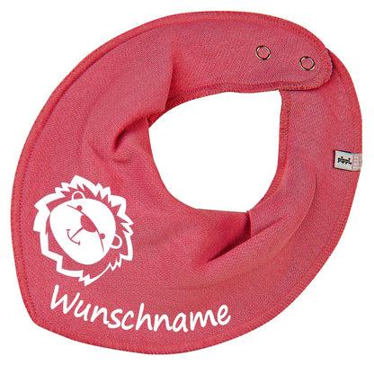 HALSTUCH Löwe mit Name oder Text personalisiert für Baby oder Kind aus Baumwolle in Einheitsgröße verschiedene Farben