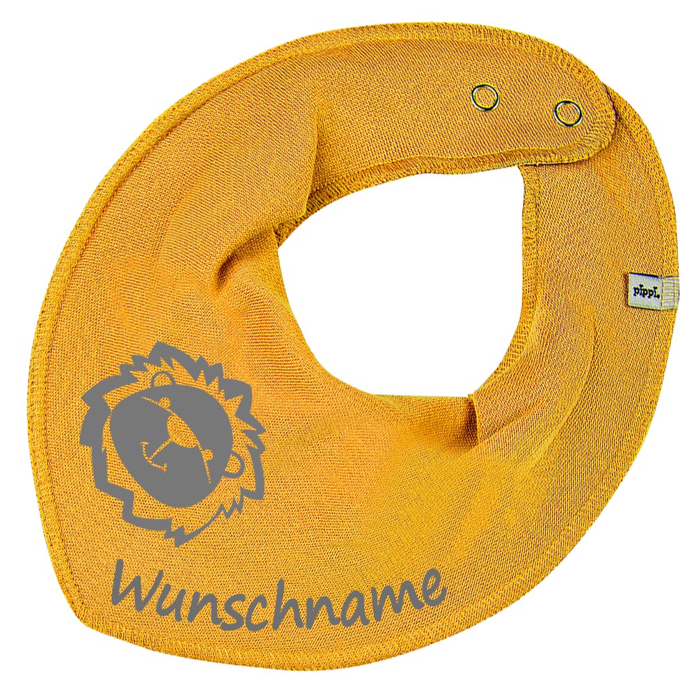 HALSTUCH Löwe mit Name oder Text personalisiert für Baby oder Kind aus Baumwolle in Einheitsgröße verschiedene Farben