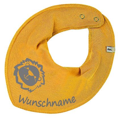 HALSTUCH Löwe mit Name oder Text personalisiert für Baby oder Kind aus Baumwolle in Einheitsgröße verschiedene Farben