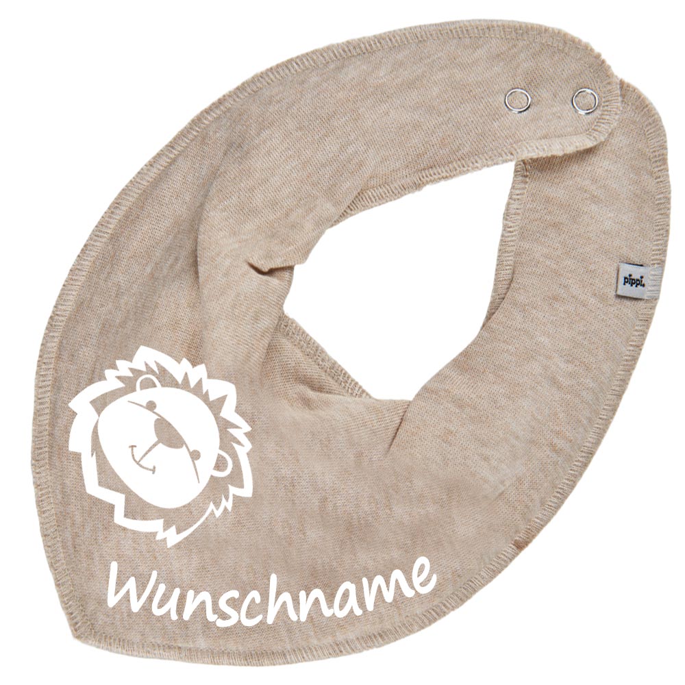 HALSTUCH Löwe mit Name oder Text personalisiert für Baby oder Kind aus Baumwolle in Einheitsgröße verschiedene Farben