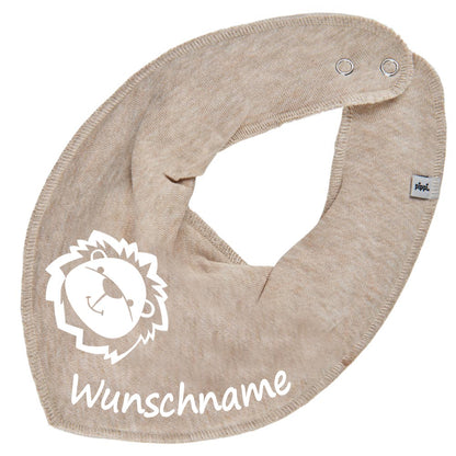 HALSTUCH Löwe mit Name oder Text personalisiert für Baby oder Kind aus Baumwolle in Einheitsgröße verschiedene Farben