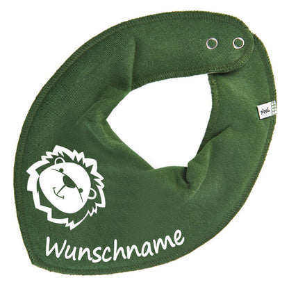 HALSTUCH Löwe mit Name oder Text personalisiert für Baby oder Kind aus Baumwolle in Einheitsgröße verschiedene Farben
