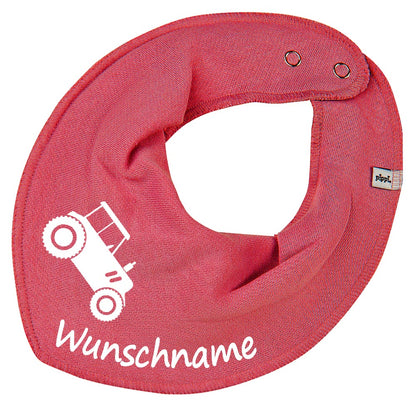 HALSTUCH Traktor mit Name oder Text personalisiert für Baby oder Kind aus Baumwolle in Einheitsgröße verschiedene Farben