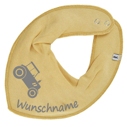 HALSTUCH Traktor mit Name oder Text personalisiert für Baby oder Kind aus Baumwolle in Einheitsgröße verschiedene Farben
