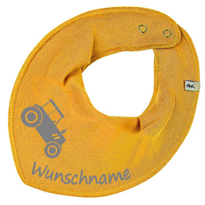 HALSTUCH Traktor mit Name oder Text personalisiert für Baby oder Kind aus Baumwolle in Einheitsgröße verschiedene Farben