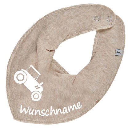HALSTUCH Traktor mit Name oder Text personalisiert für Baby oder Kind aus Baumwolle in Einheitsgröße verschiedene Farben